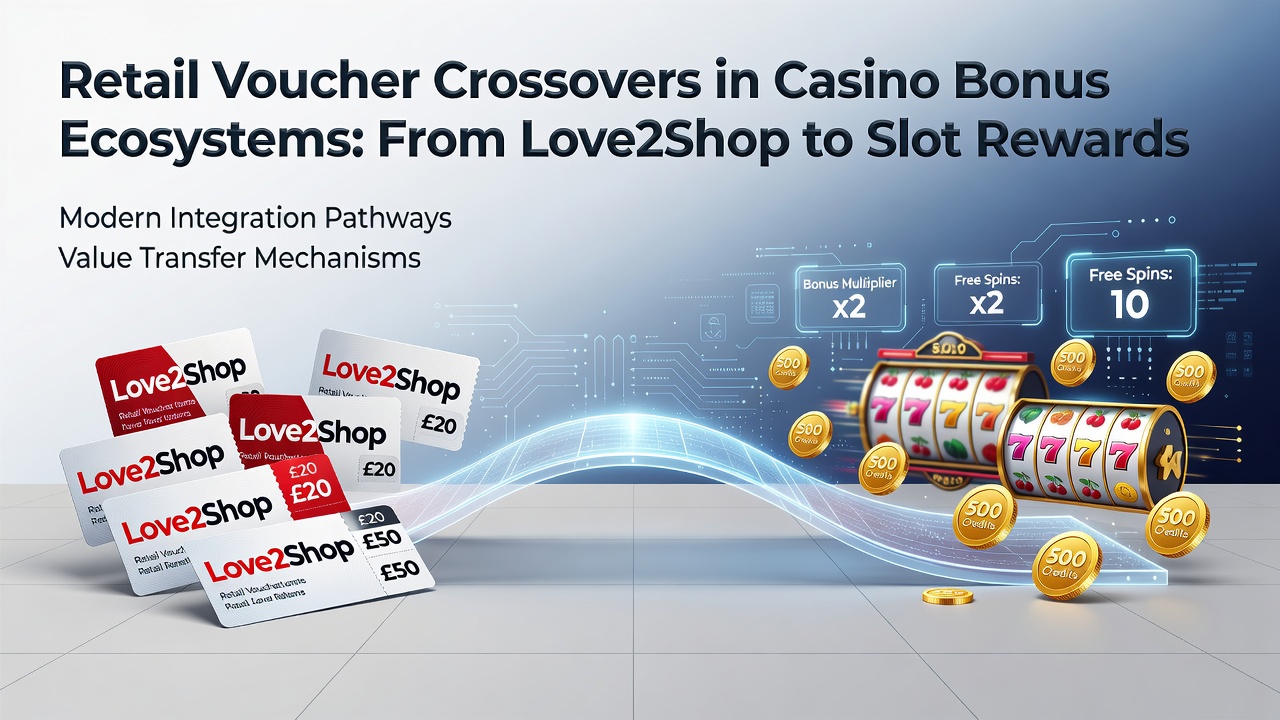 Diagram showing the flow from Love2Shop retail vouchers to casino slot reward activation