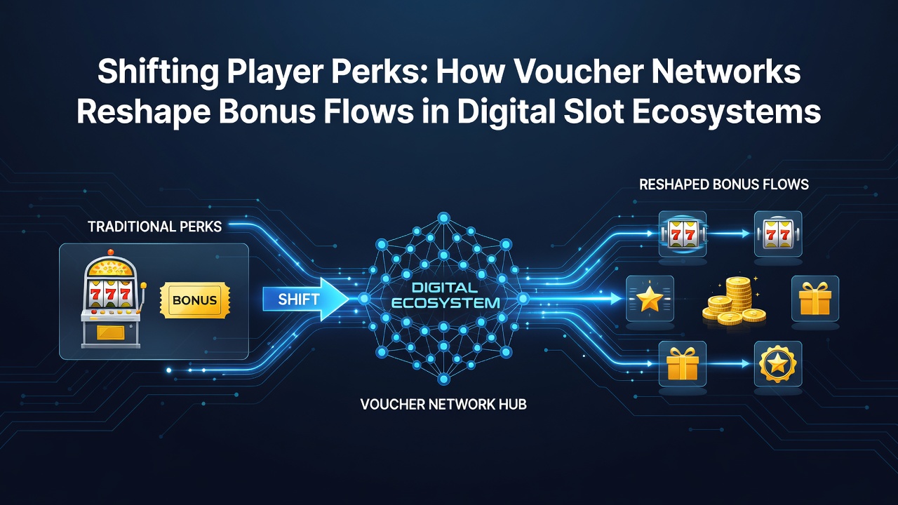 Illustration of voucher networks connecting retail rewards to digital slot bonus systems