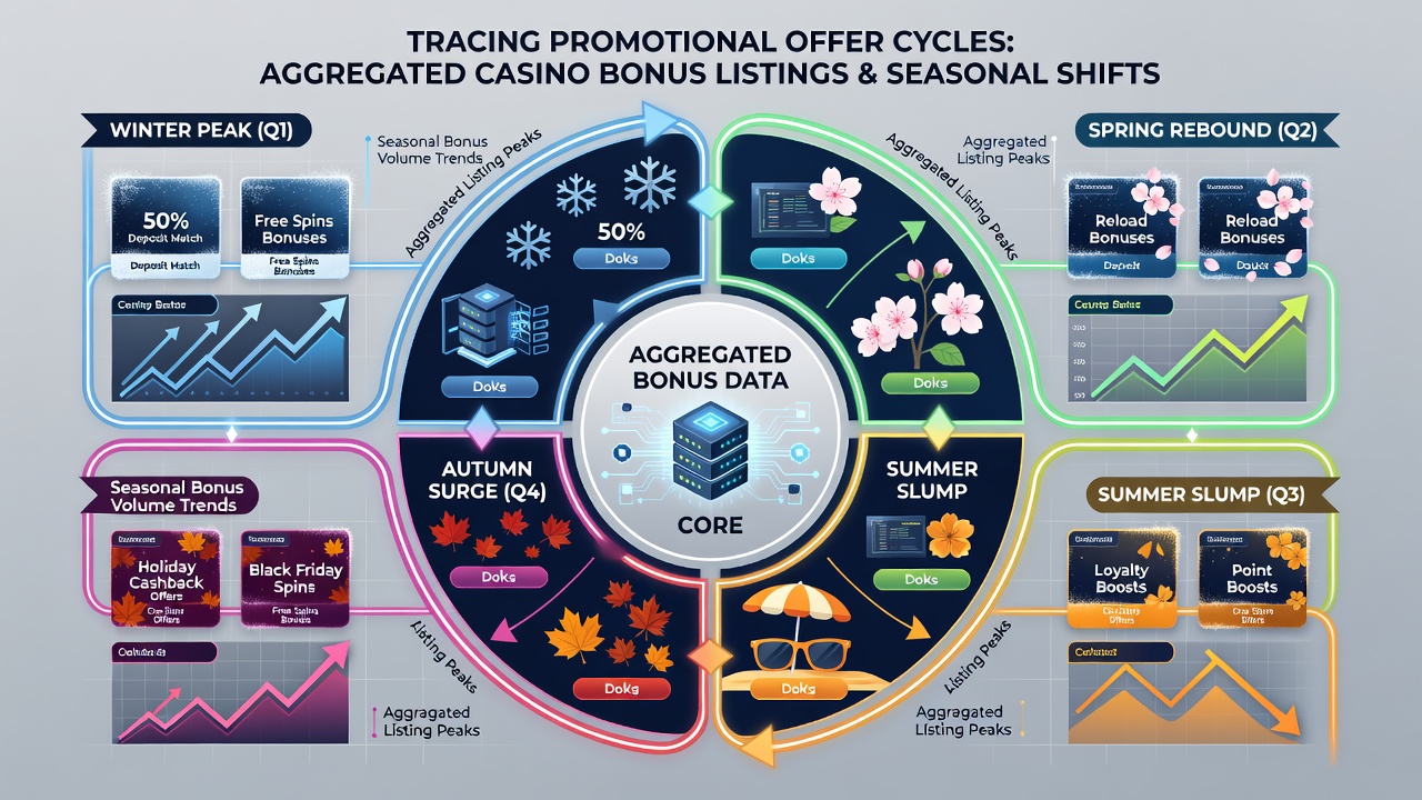 Seasonal shift analysis charts comparing casino bonus listings from different quarters