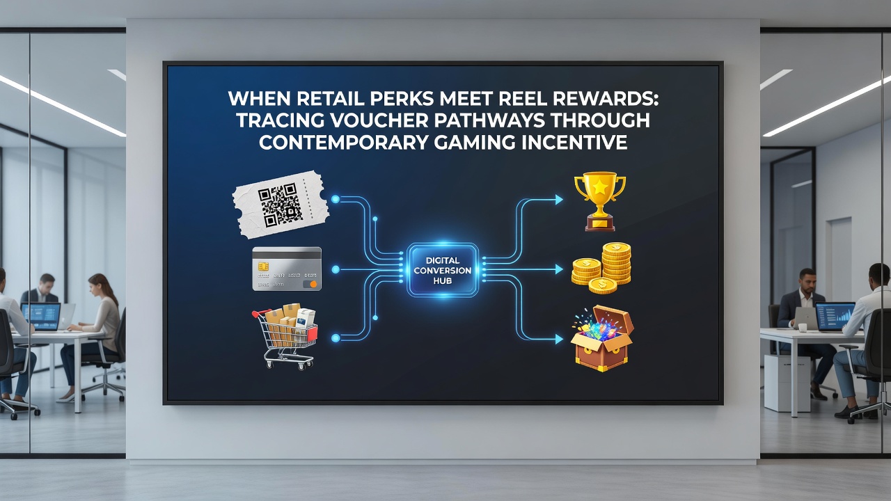 Flowchart illustrating voucher conversion steps between retail loyalty programs and gaming platforms
